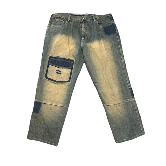 Vintage Y2K Enyce Faded Baggy Jeans Skater‎ Bleached 40x30 Crazy Wash Grunge - Picture 2 of 7